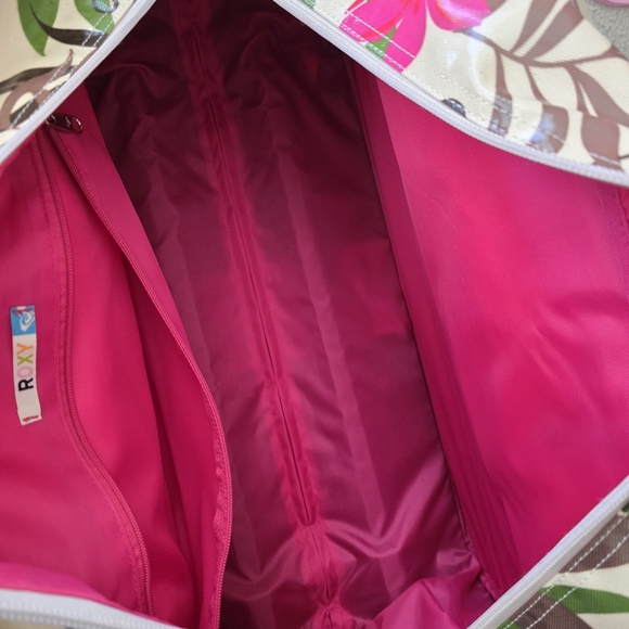 RARE Y2K Roxy Rolling Duffle Weekender Bag – Oversized 27” Tropical Floral Carry - Picture 10 of 12